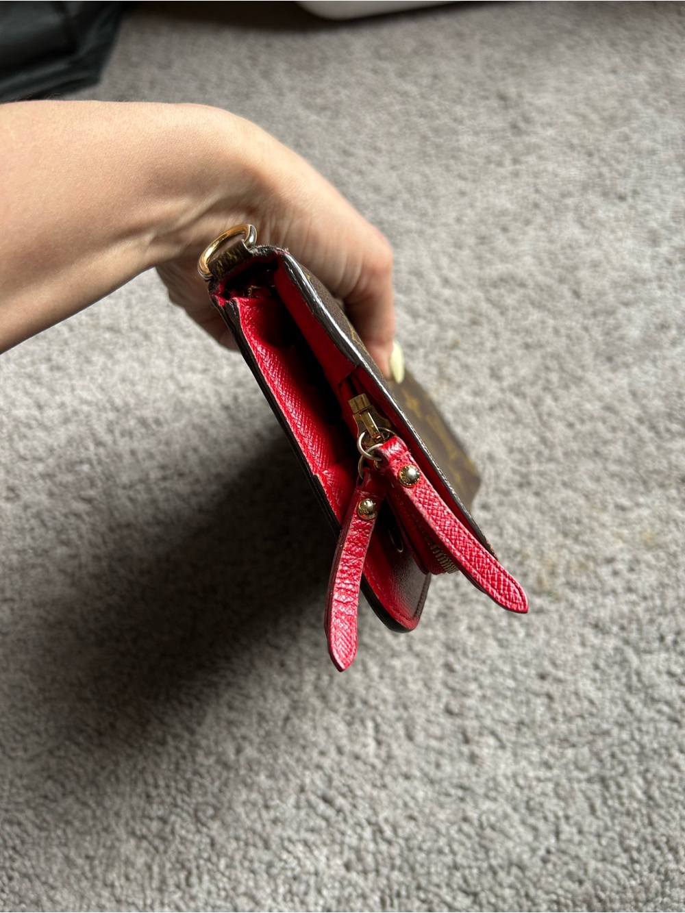 Louis Vuitton Monogram Zip-Around Wallet in Brown with Gold Print and Red Accent - Picture 5 of 15